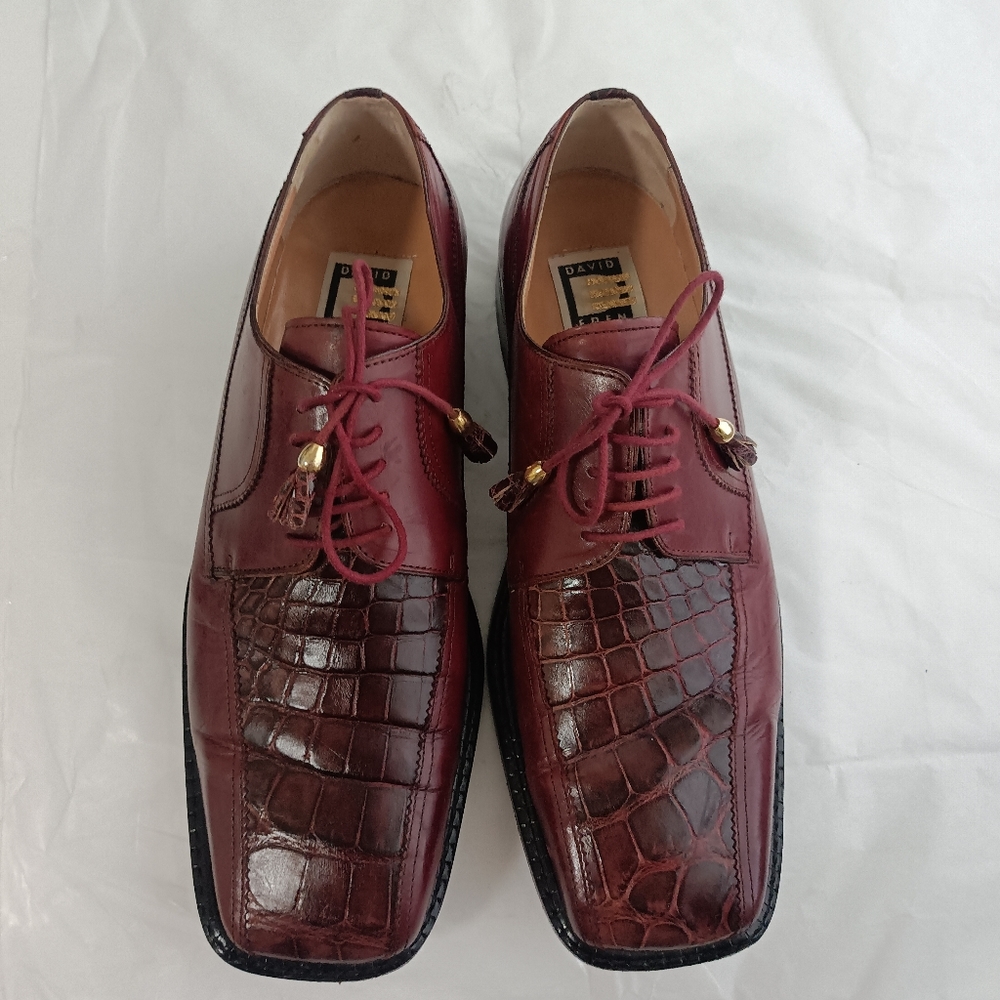 David Eden Crocodile alligator  Derby Oxfords  men's size 9.5M